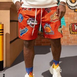 Manfinity EMRG Men Letter Graphic Drawstring Waist Shorts